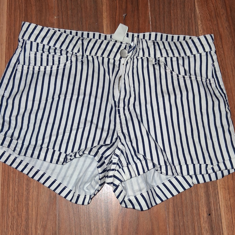 Striped Navy and White Women's Shorts